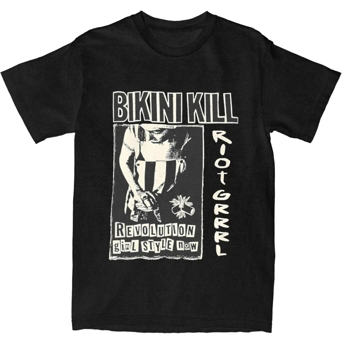 

Bikini Kill Punk Music Band T Shirt Beach Album Poster T-Shirts Pure Cotton Tee Shirt For Mens Short Sleeve Casual Top Tees