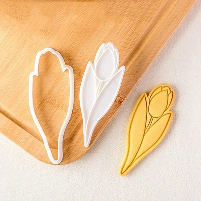 Mother\'s Day Large Size Tulip Cookie Cutters Flower Bouquet Frosting Biscuit Fondant Embossing Mold Handmade Baking Tools