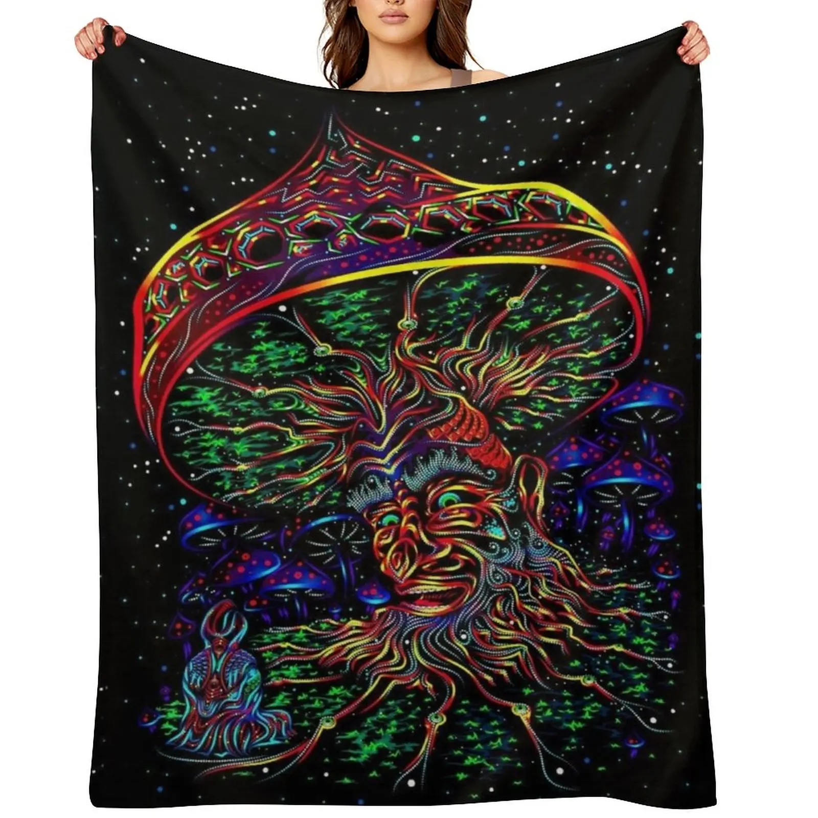 

Psychedelic Mushroom Throw Blanket Single Picnic Blankets Sofas Of Decoration Soft Beds Blankets