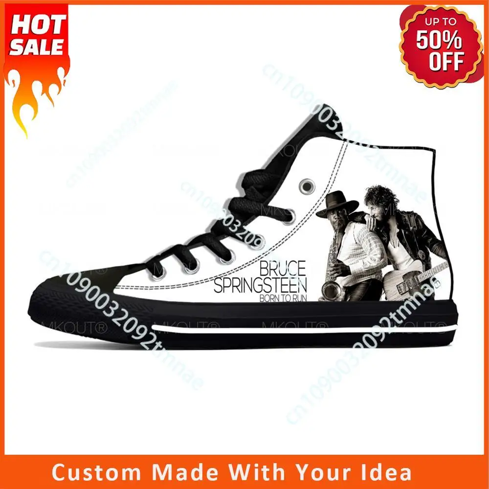 

Born To Run High Top Sneakers Bruce Springsteen Mens Womens Teenager Casual Shoes Canvas Running Custom Shoes Lightweight shoe