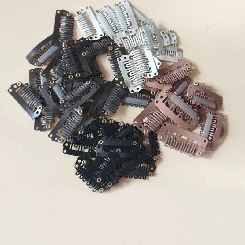 20Pcs Clip In Hair Extension Pruik Clips Voor Human Haar Pony Snap Haar Clips Voor Extensions Metalen Kam Voor sluiting