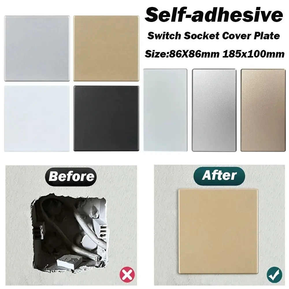 86 Type Self-adhesive Switch Blank Panel Universal Switch Socket Cassette Cover Plate Decorative Panel Plate 86X86mm 185x100mm