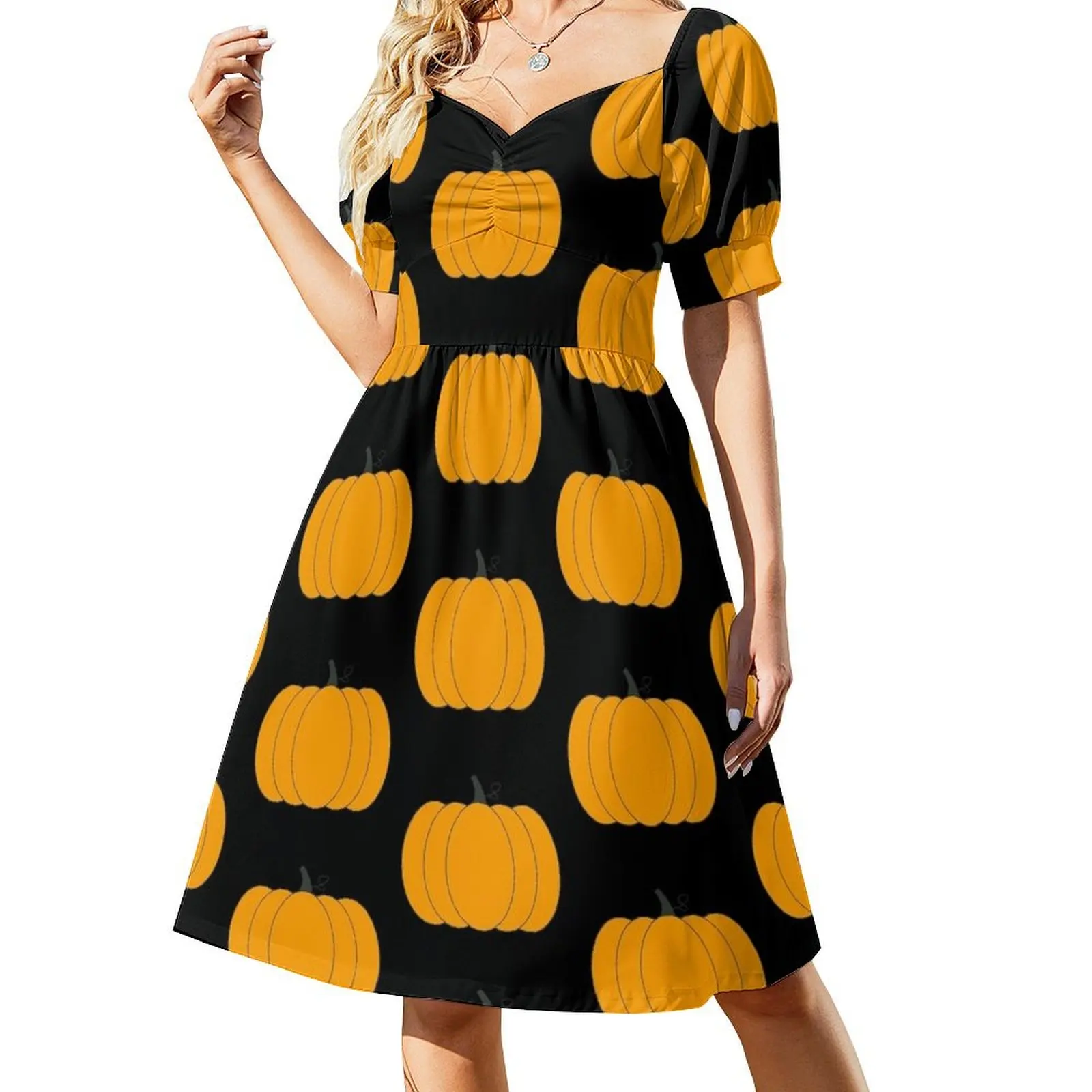 

Pumpkin Short-Sleeved Dress Women's clothing summer dress woman 2025 trendy elegant party dress for women 2025 dresses for prom