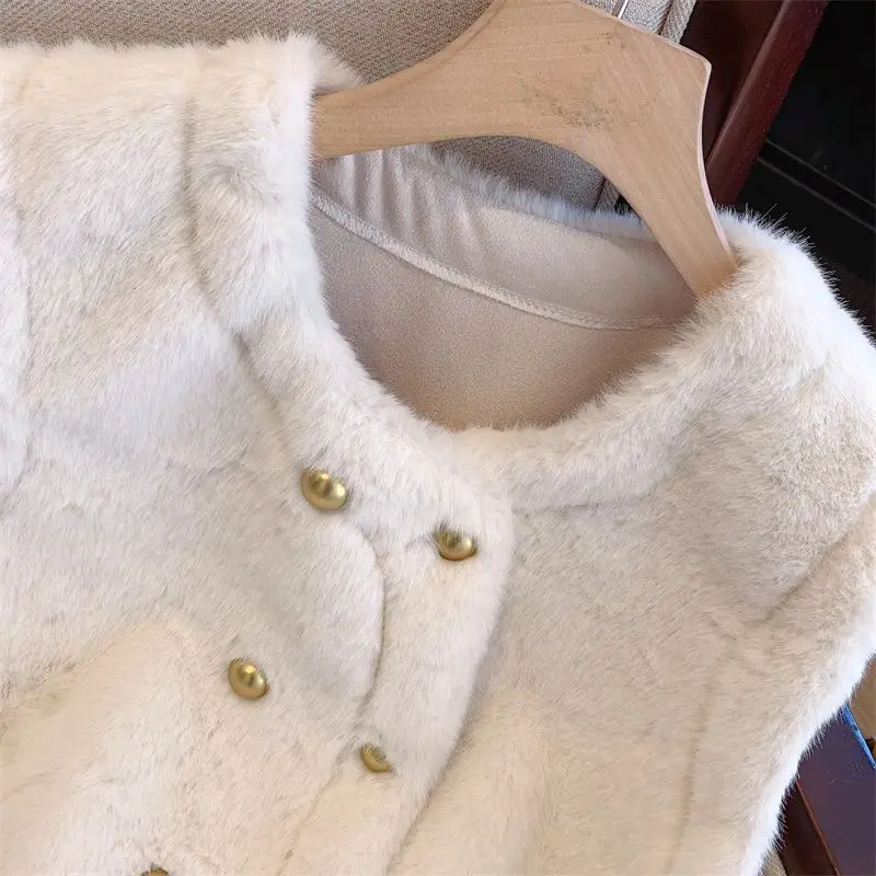 المألوف مزدوجة الصدر فروي سترة المرأة الخريف والشتاء مزاجه صدرية ضئيلة