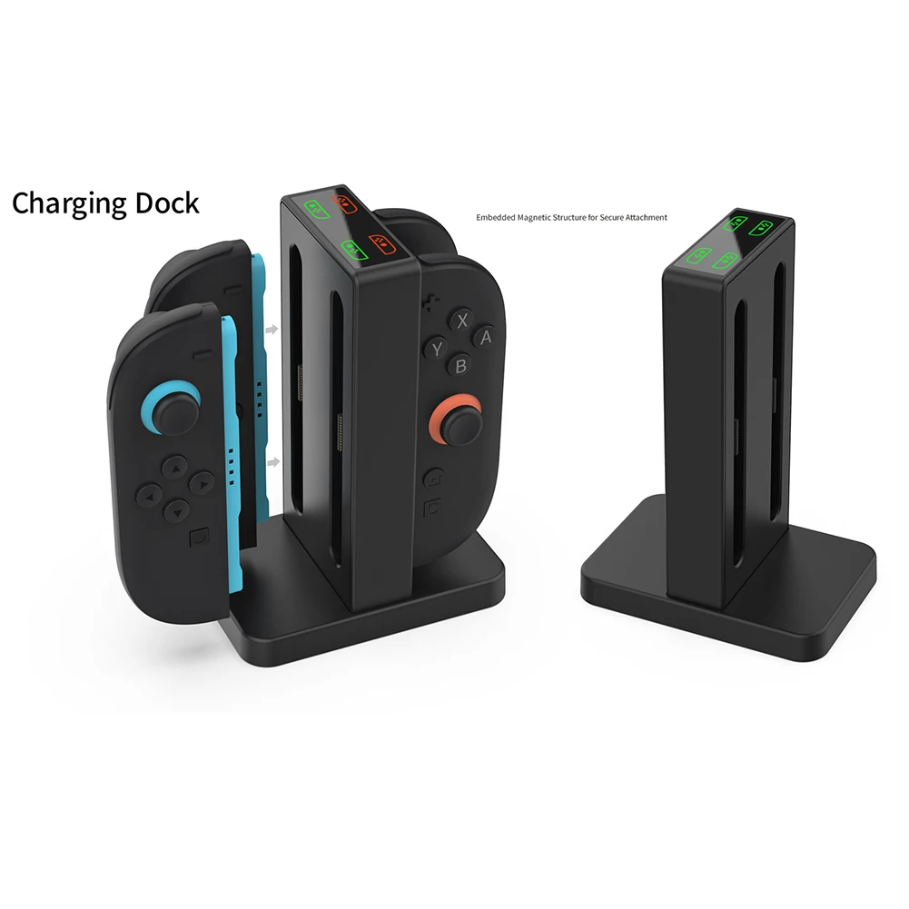Stacja ładująca magnetyczna 4w1 do Switch 2, stacja Joy-Con z kontrolerem ładowania i podświetleniem LED, szybka stacja dokująca.