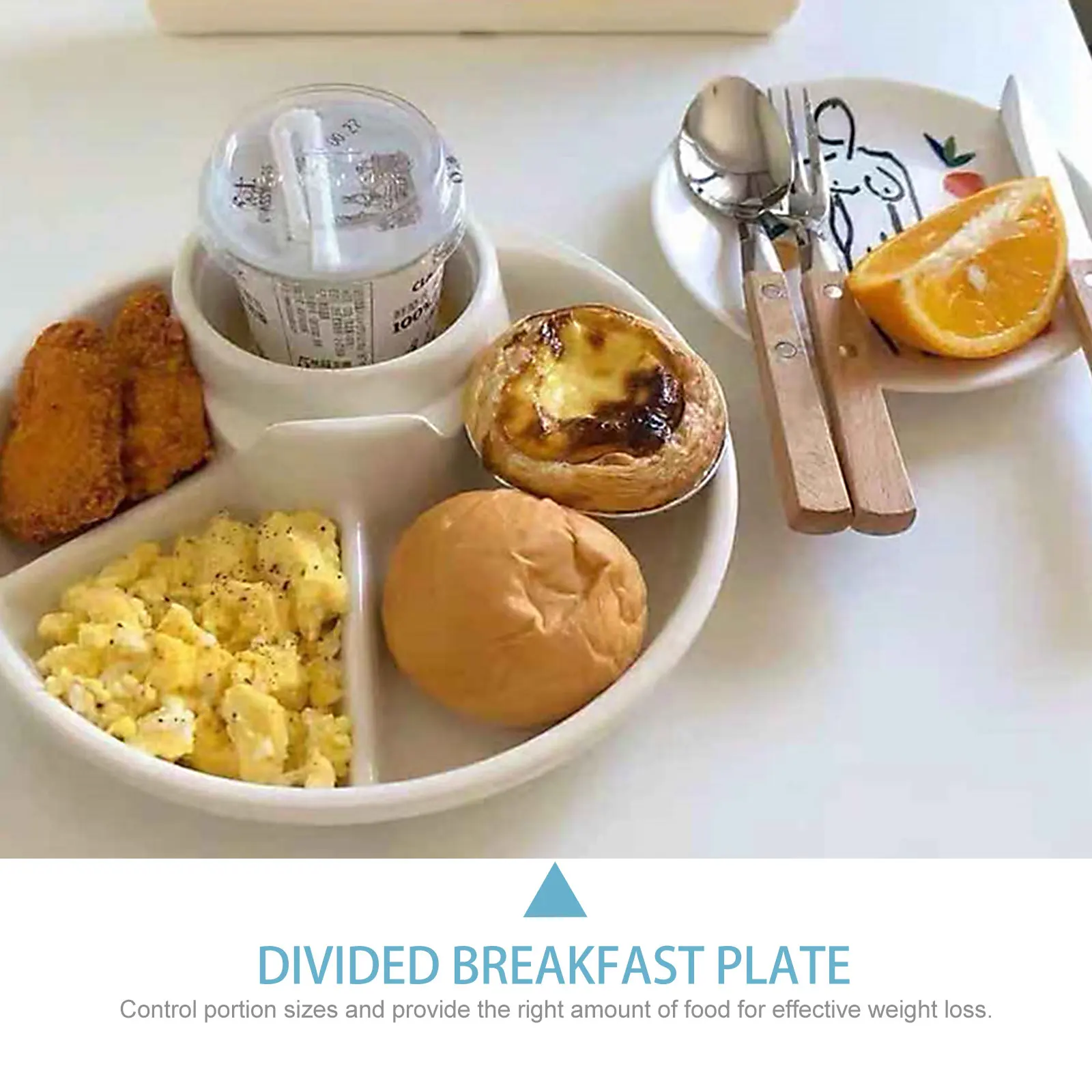 

2Pcs Divided Plastic Food Plates Breakfast Tray Household Multi-Compartment Serving Plate Plastic Divided Tray