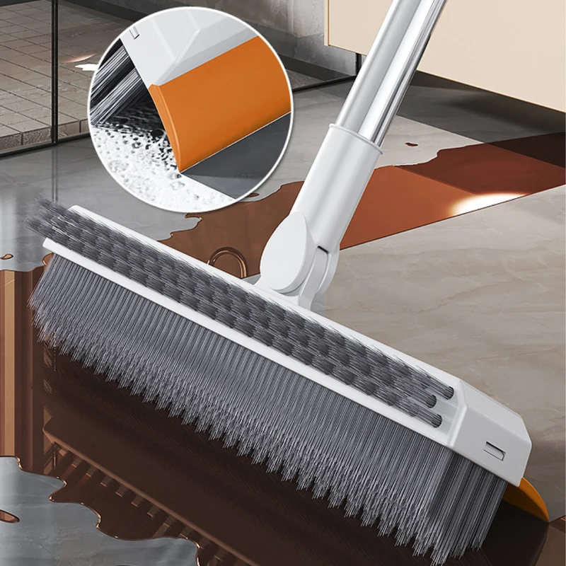 فرشاة تنظيف بمقبض طويل قابلة للتطوير، فرشاة تنظيف أرضية الحمام متعددة الوظائف، مكشطة سيليكون، مكنسة سحرية، ممسحة زجاجية #3