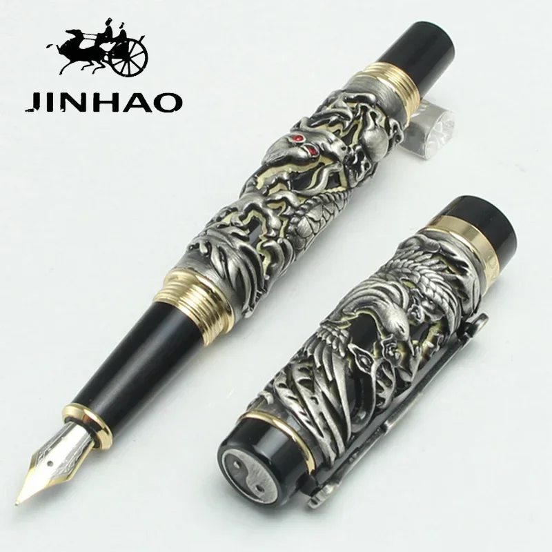 JINHAO The Latest Design Dragon and Phoenix Golden Fountain Pen High Quality Hot Selling Luxury Writing Gift Pens