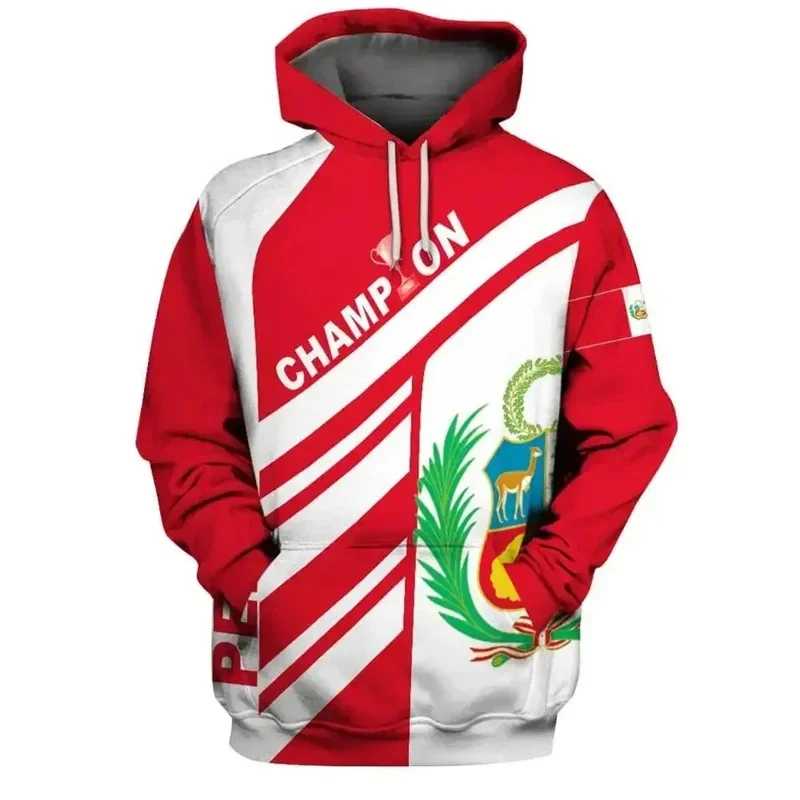 Peru National Emblem 3D Printed Hoodie For Men Clothes Fashion Sports Sweatshirts Casual Streetwear Long Sleeve Pullovers