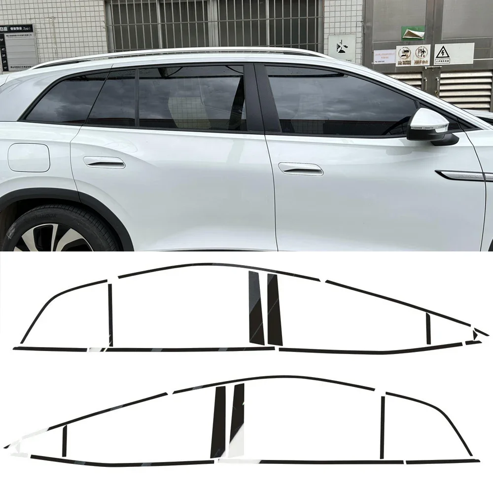 

For Volkswagen ID.6 X/ CROZZ 2021-2024 Sedan Window Chrome Delete Blackout ABC Pillars Glossy Black Stickers