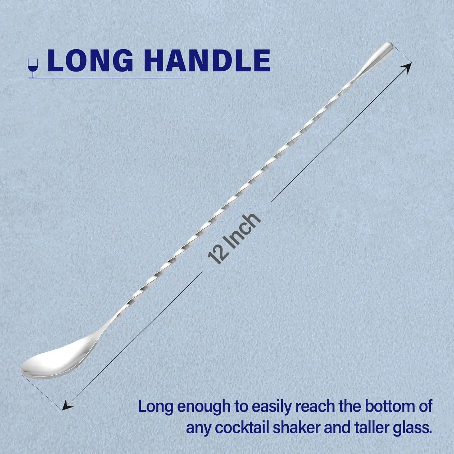 Stainless Steel Cocktail Stirrer - Smooth, Glossy Finish Bar Spoon for Mixing & Layering Drinks, Essential Bartender Tool, Bar