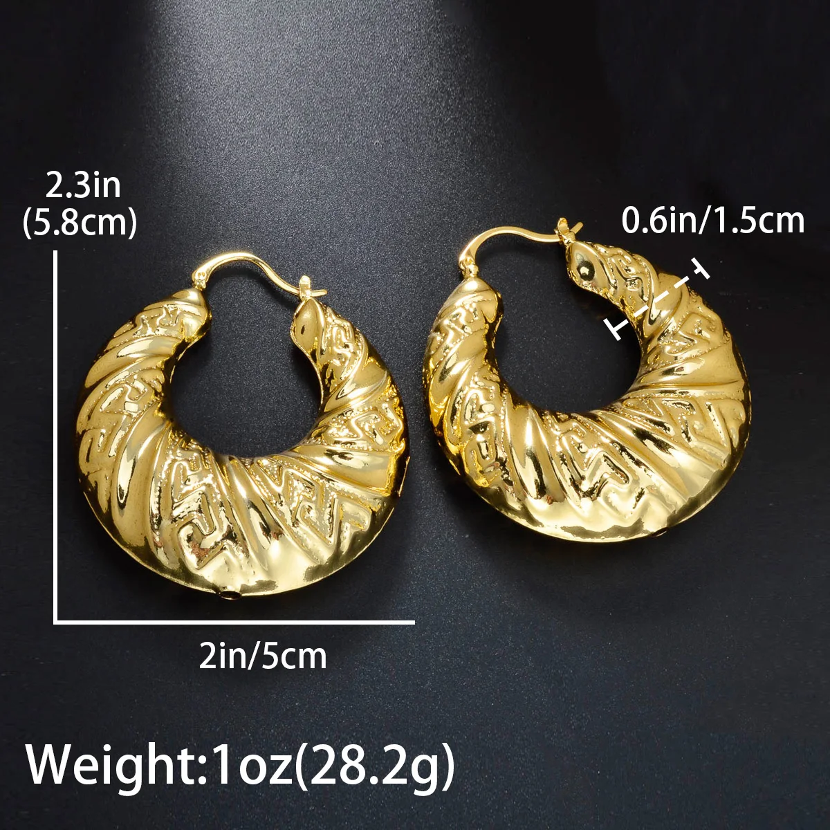 ZEA Dear Dubai Custom Jewelry Big 18k Gold Plated Hollow Chunky Statement Chunky Hoop Earrings women