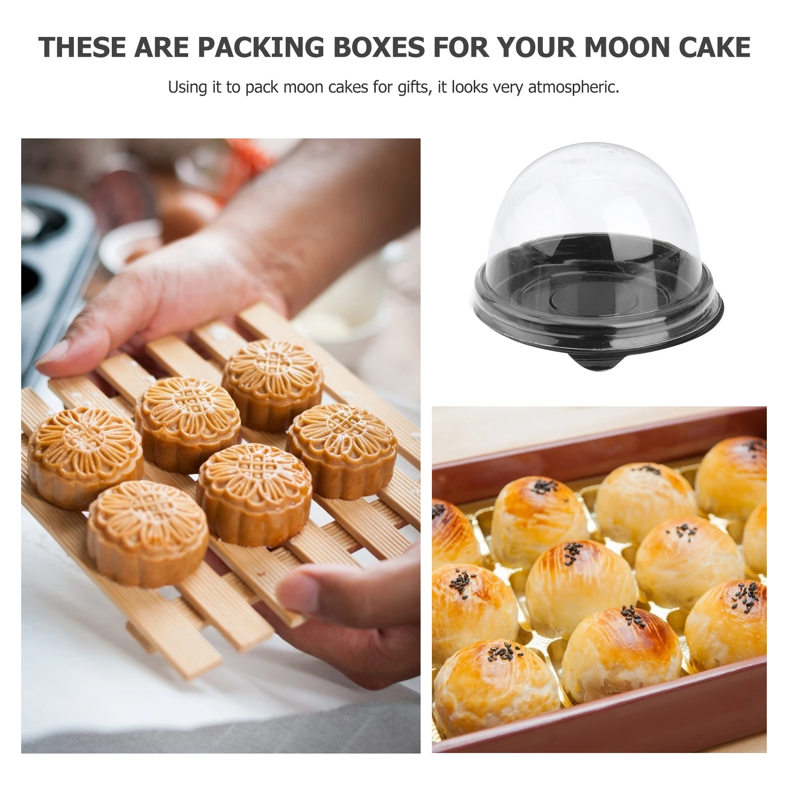 

50pcs Egg Yolk Crisp Box Transparent Packing Round Cake Box Food Grade Plastic Waterproof Non-Toxic Easy Carry Wedding
