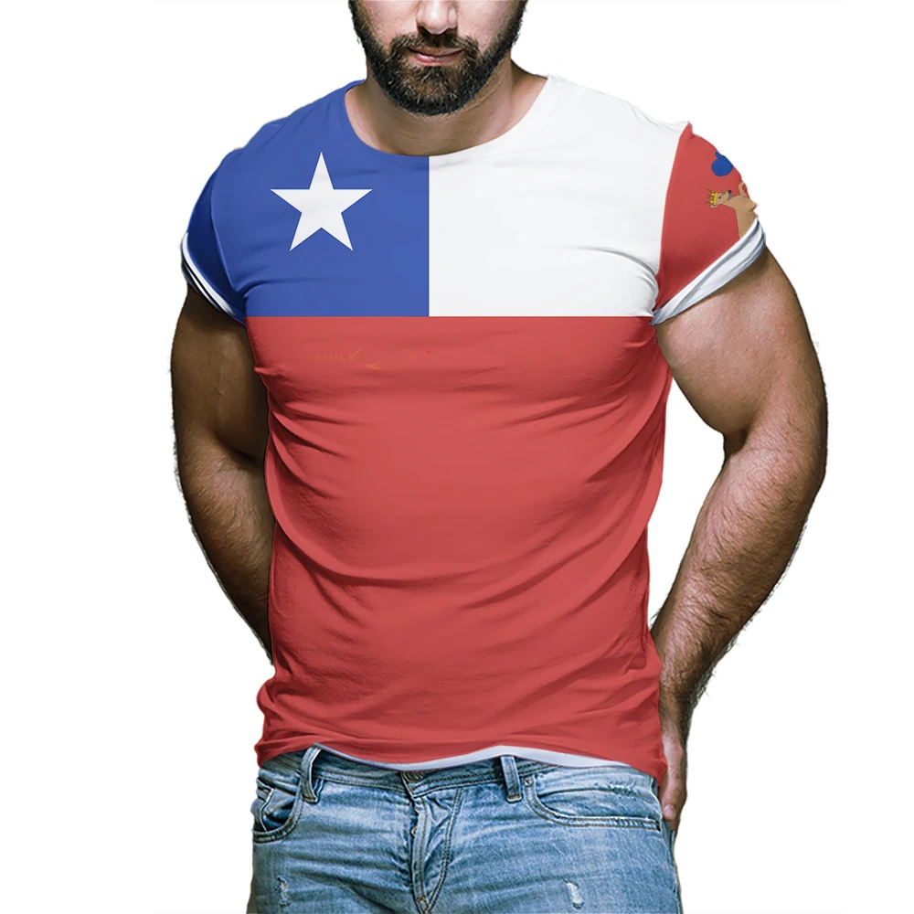 Chilean Flag Badge T-shirt Men & Women Jerseys Team Tees Gift for Chile Football Fans Casual Summer Graphic Short-sleeved Tops