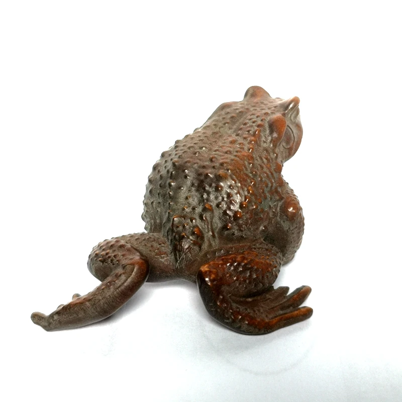 YIZHU CULTUER ART Size 8.2 x 3.7 cm Old China Boxwood Hand carved Jin Chan Figure Frog Statue Netsuke Collectable