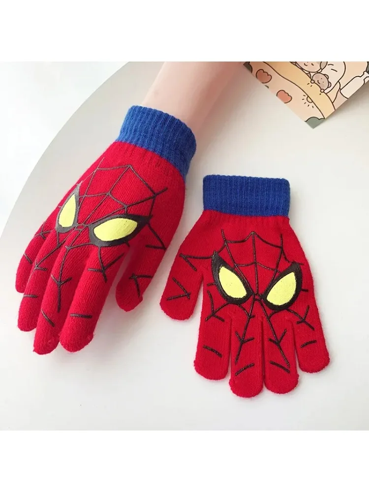 Luvas Quentes para Homem Aranha Infantil, Luvas Disney de Cinco Dedos para Desenhos Animados de