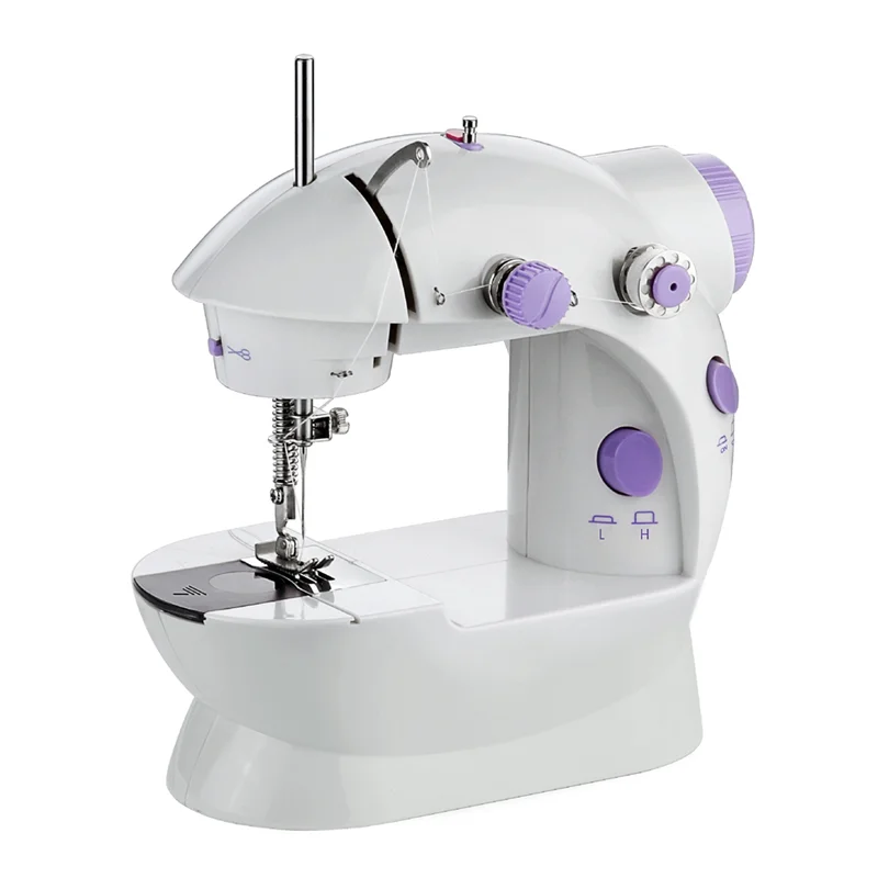 Máquina de coser portátil, máquina de coser de mano, doble hilo, doble velocidad, doble interruptor, pequeña máquina de coser, enchufe estadounidense duradero