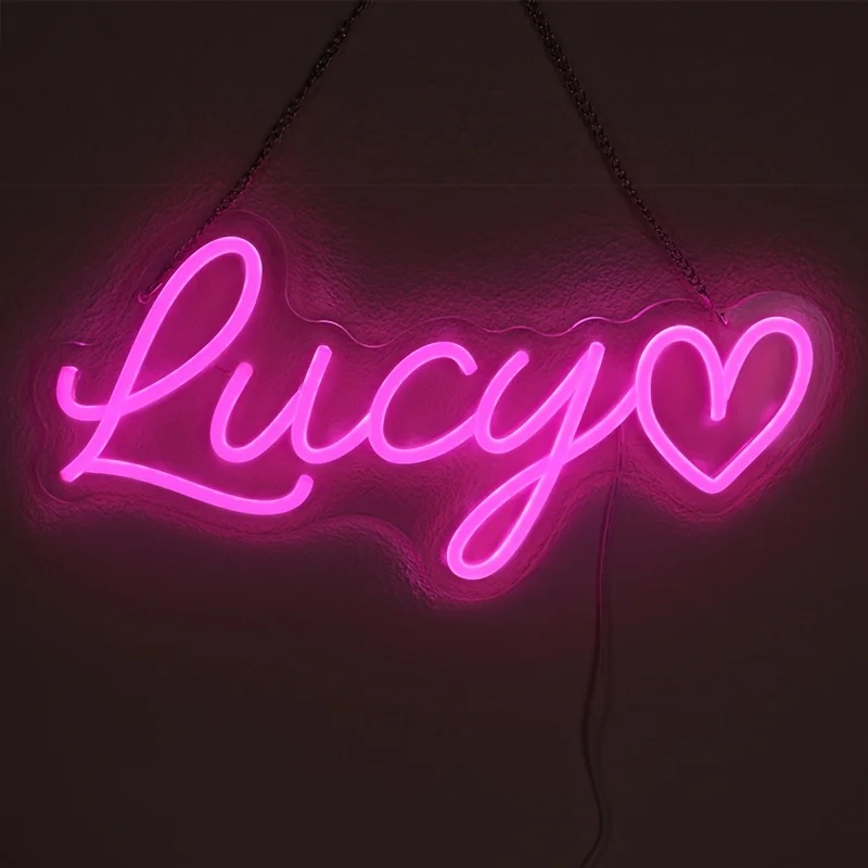 Custom Single-row Heart-shaped LED Neon Lights, Customized Names, Wall-mounted, USB Interface, Adjustable Brightness