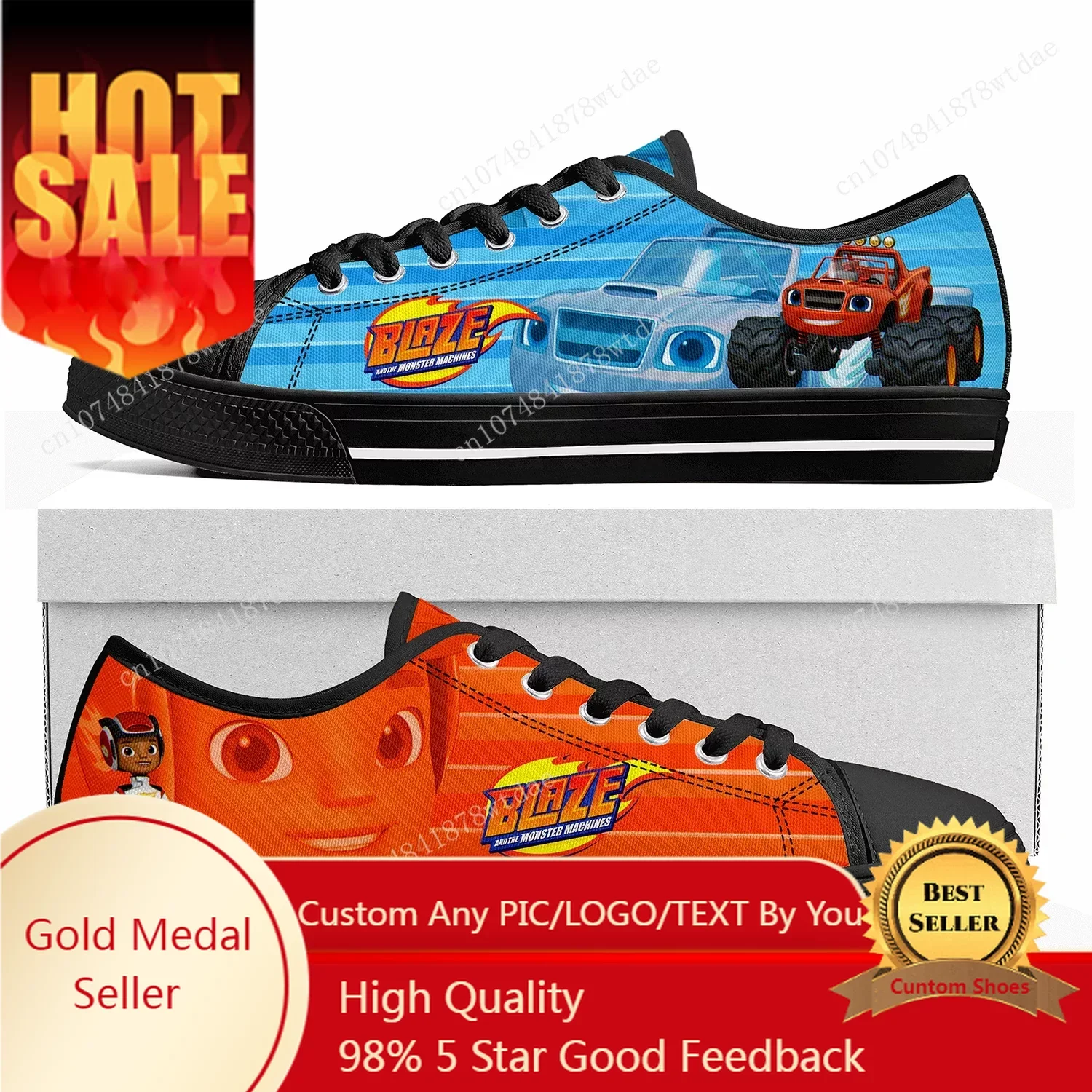 

Blaze And The Monster Machines Low Top Sneakers Womens Mens Teenager High Quality Canvas Sneaker Casual Cartoon Customize Shoes