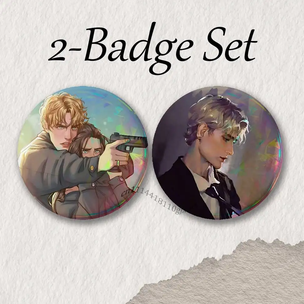 A-Aaron Warner S-Shatter Me Brooches for Backpack Accessories 25,32,44,58,75mm Round Enamel Pins 2-piece set Cartoon Anime Badge