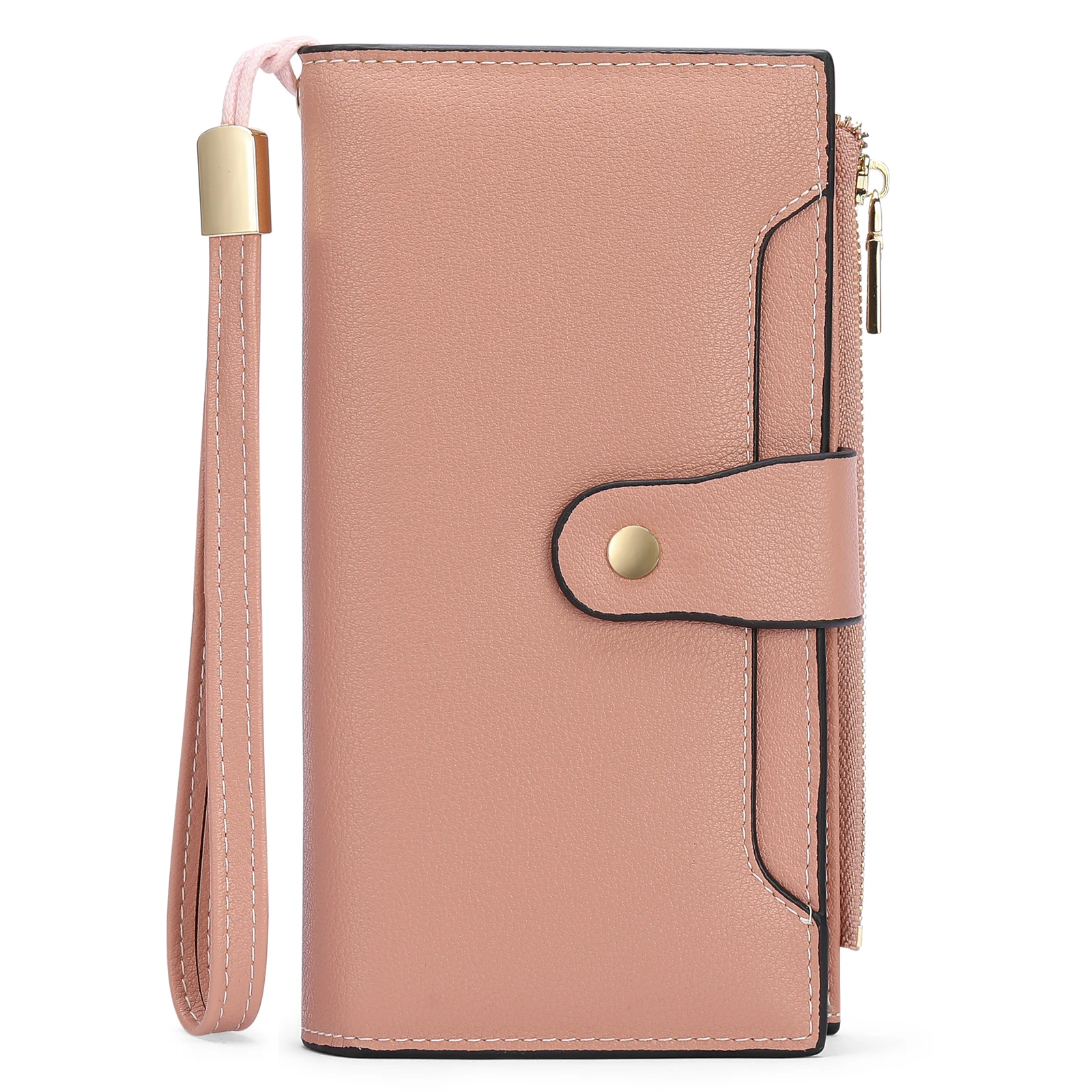 Fashion Long Wallet Women Simple PU Leather Coin Purse Solid Credit Card Holder Zipper Bag Girls Thin Money Bag