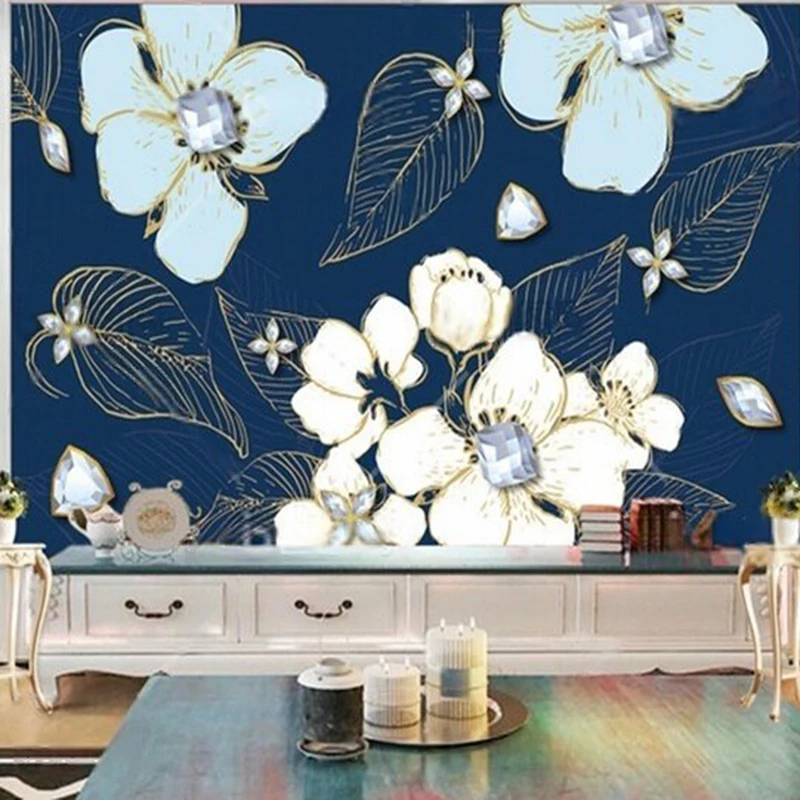 

Luxurious and grand jewelry diamonds flower patterns TV luxurious home decoration bedroom background wall