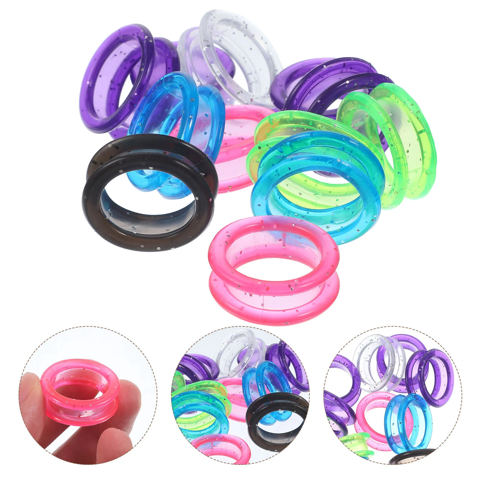 12/10/8PCS Soft Silica Gel Handle Rings Hairdressing Scissor Silicone Finger Ring Pet Scissor Colored Finger Ring