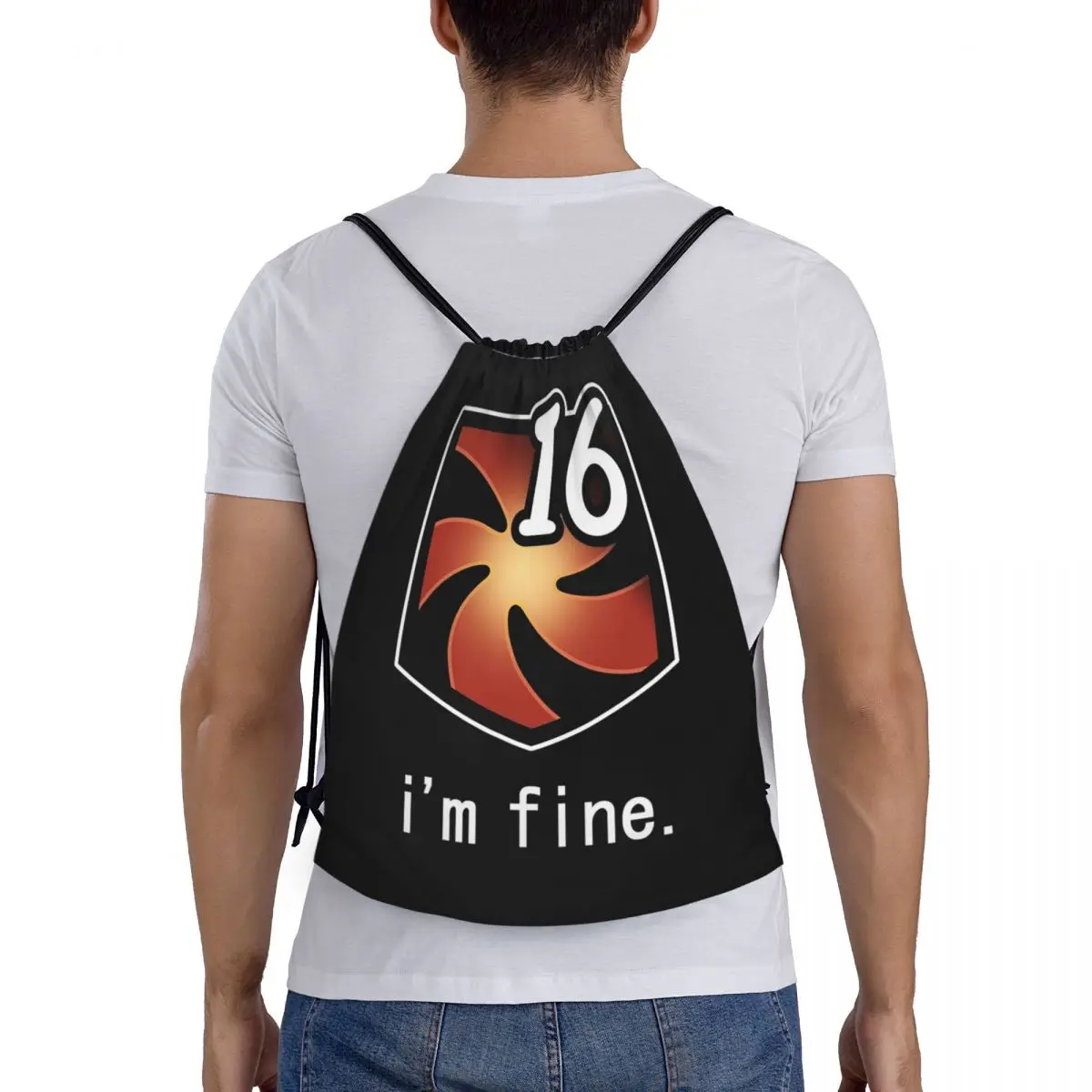I'm Fine Vuln Stacks Backpacks Multi-function Drawstring Bundle Pocket Sports Bag Book Bags for Man Woman Students