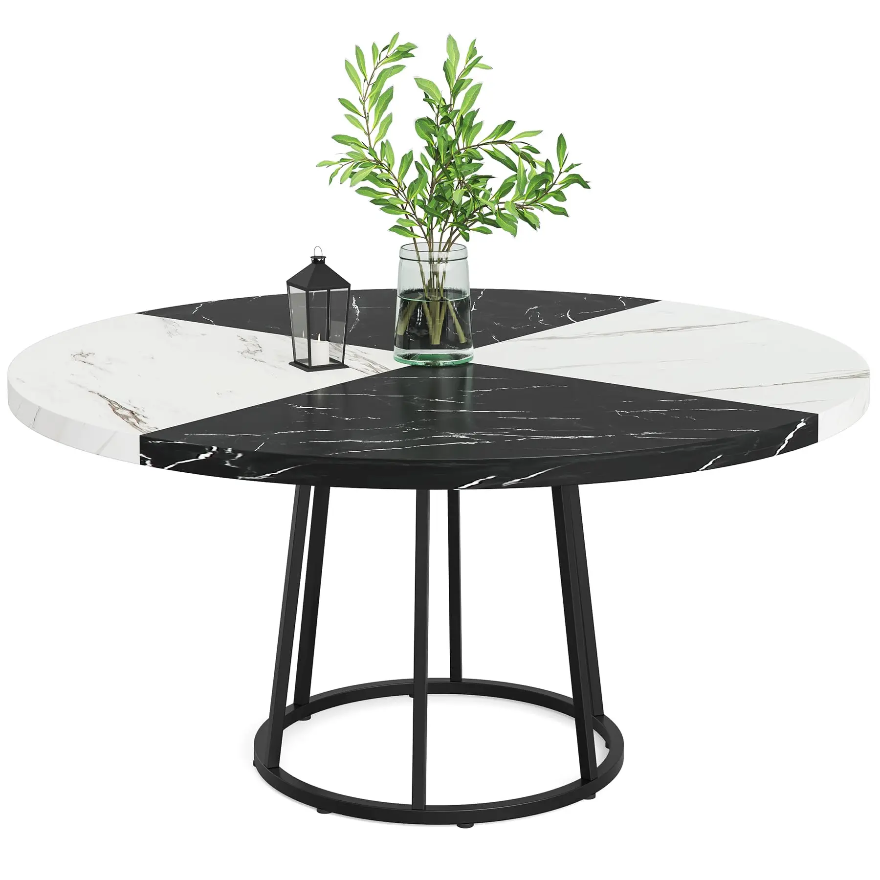 

Tribesigns 47 inch Dining Table for 4 People, Round Dinner Tables with Faux Marble Top Heavy Duty Metal Circle Pedestal for Dini