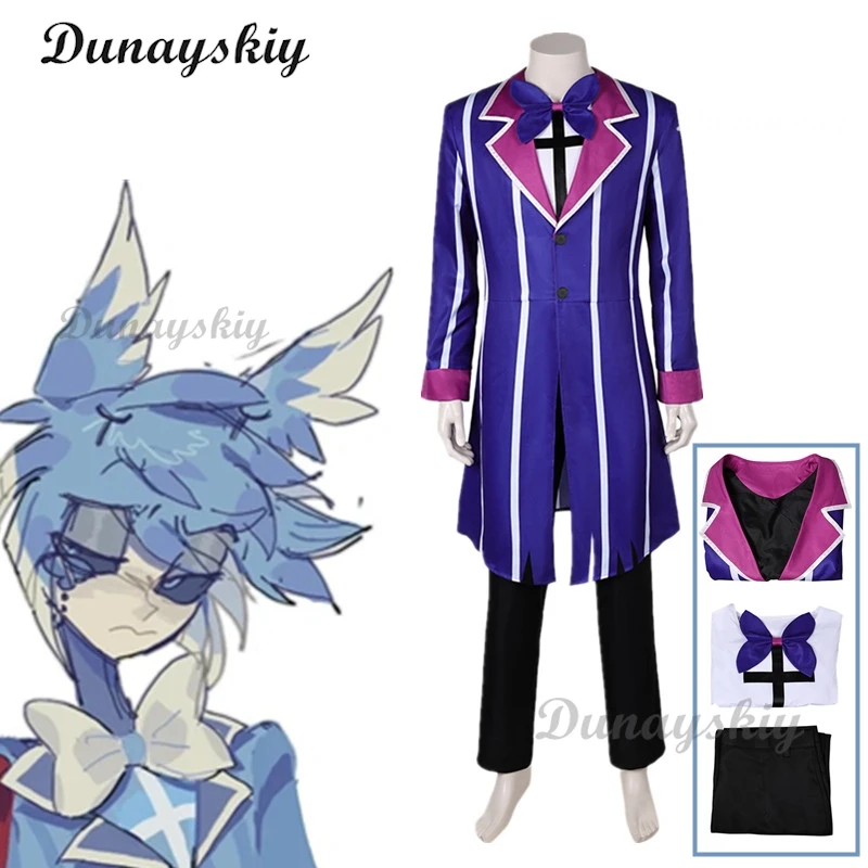 

Hazzbin Anime Cosplay Hotel Alastor Cosplay Fantasia Costume Disguise For Boy Men Adult Purple Set Halloween Carnival Party Suit