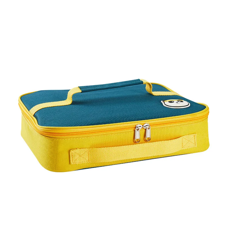 Double Handle Lunch Box Food Thermal Bag Thicken Oxford Cloth Square Bento Picnic Pouch Large Capacity Dinner Container Handbags