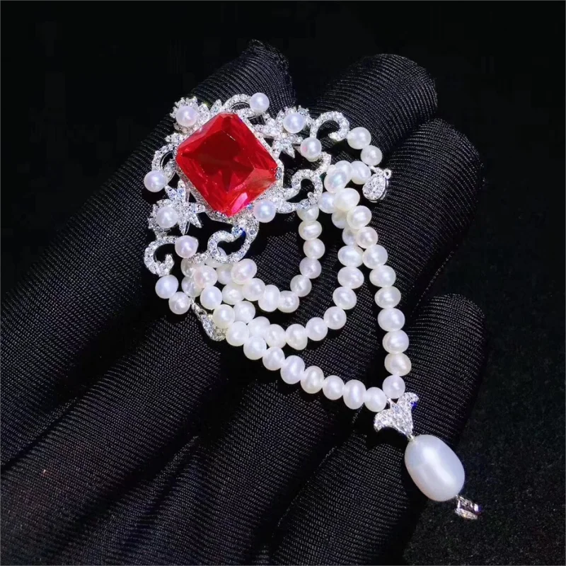 

ZOCA Fine Jewelry Broche Sterling Silver with Fresh Water Pearls Vintage Brooches for Women Luxury Designer
