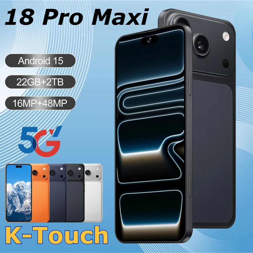 K-Touch Mobiltelefone iFone 18 Pro Maxi 5G Dual-SIM Dual-Standby Smartphone 7,3HD Android Handy 22G+2TB 16+48MP Kamera 7800mAh WLAN GPS Globale Version Mobiltelefone