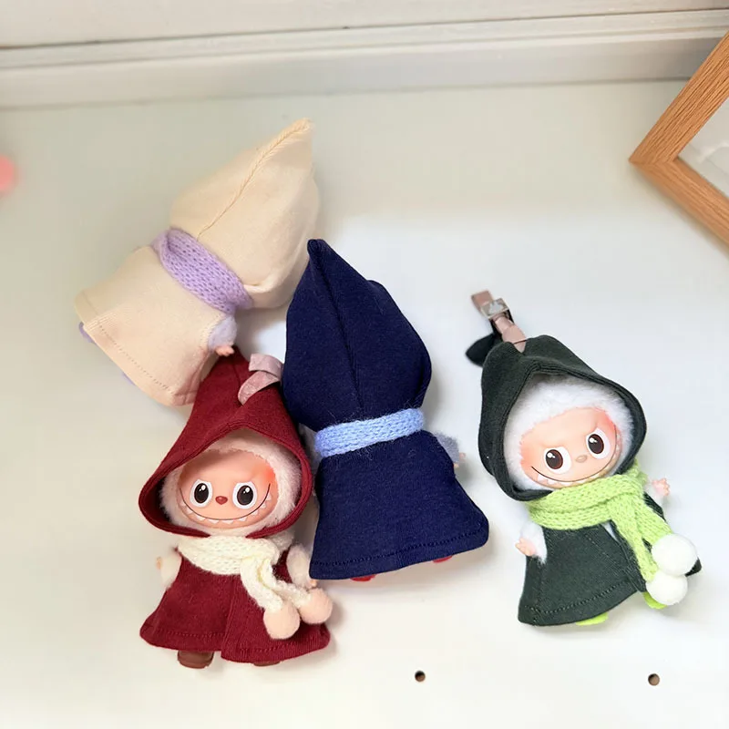 Uroczy zestaw elfa dla lalki Labubu o wysokości 10 cm, ubranka dla lalek z kodem serca, mini świąteczny płaszcz, szalik, ubrania na przyjęcie noworoczne, prezent.