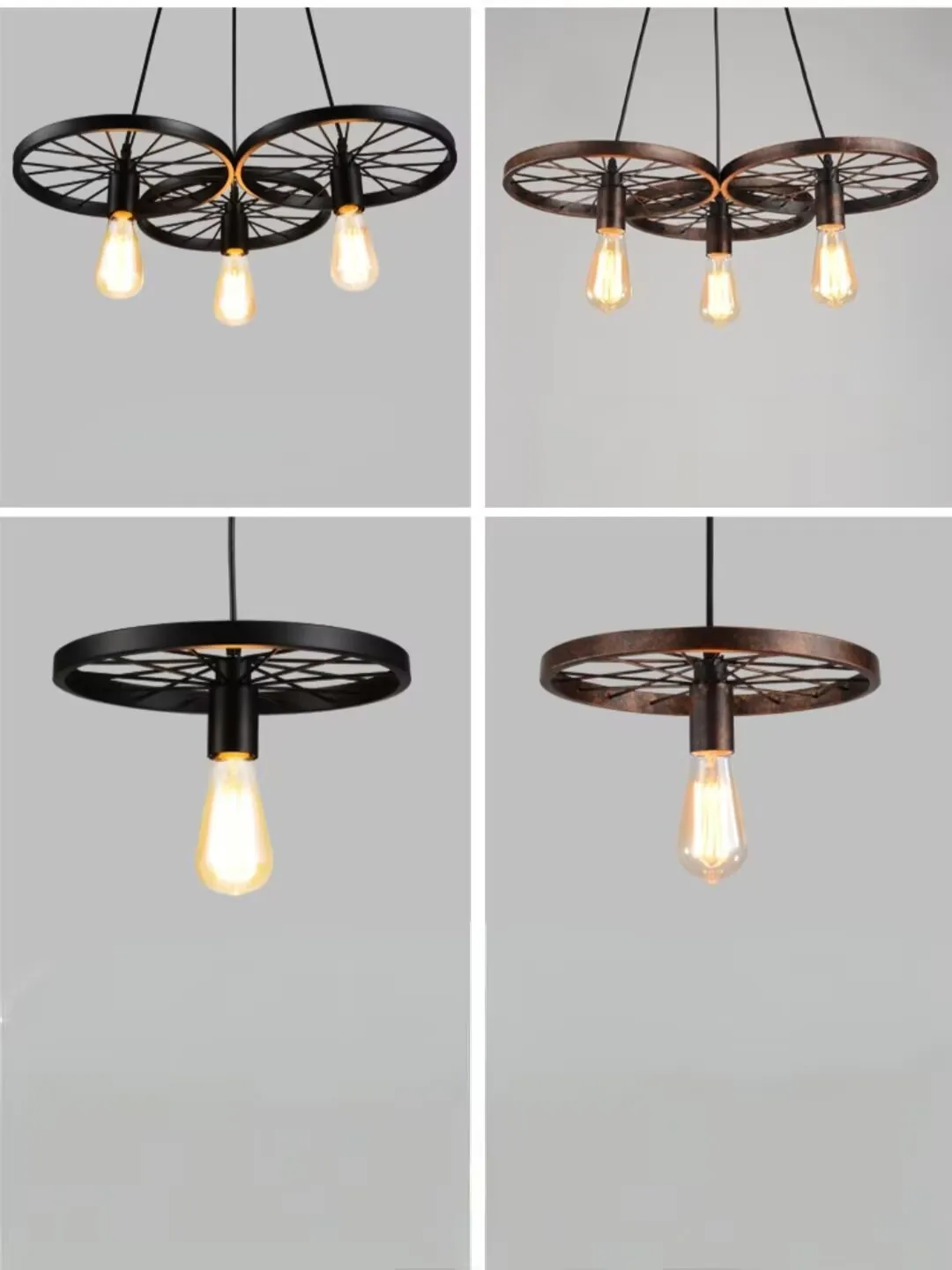 Retro ironwork wheel pendant lamp, industrial style pendant lamp, decoration lamp for bars, cafes and restaurants