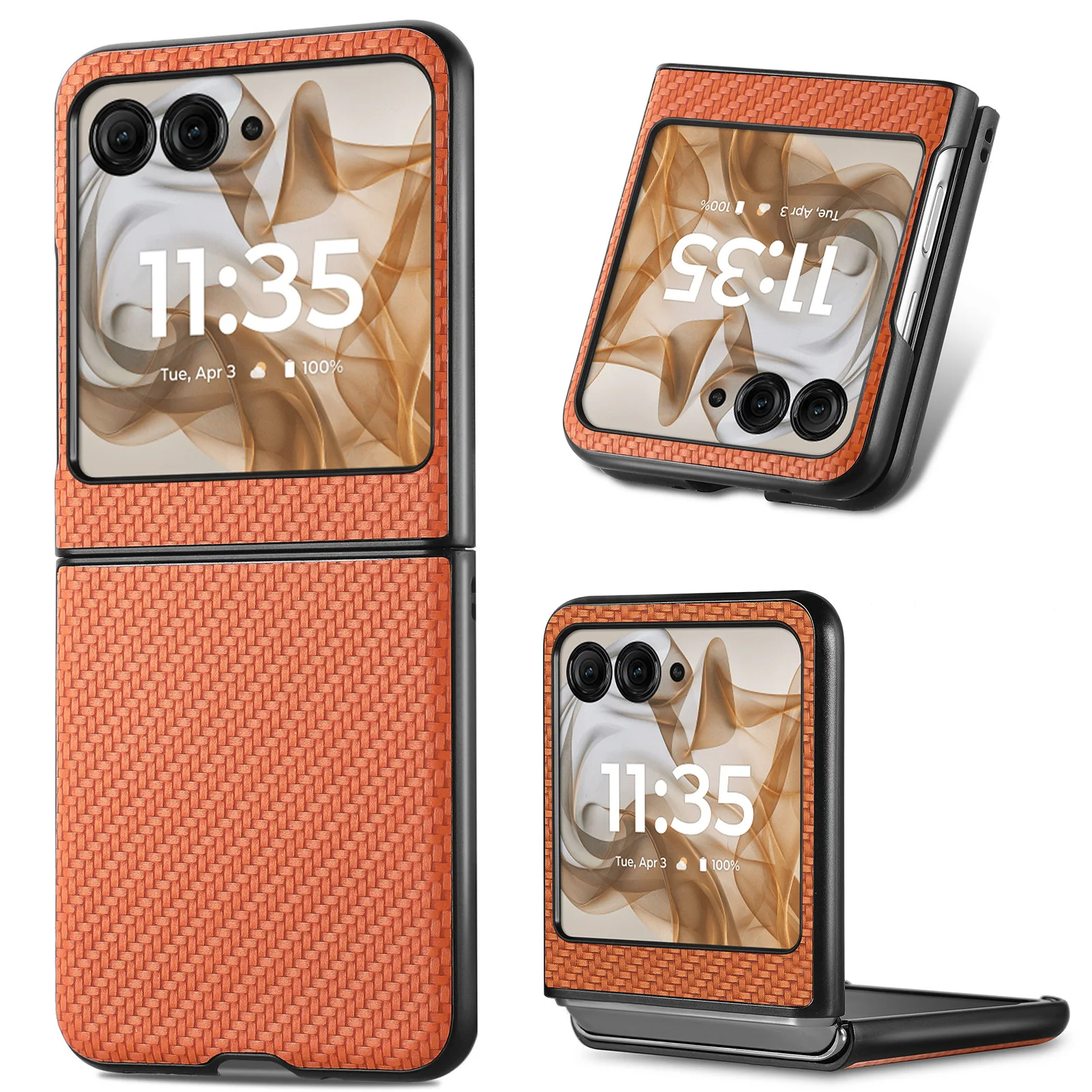 Funda de teléfono de cuero de lujo estilo fibra de carbono para Motorola Razr 60 50 40 Ultra para Moto Razr 60 Ultra Razr50 contraportada XL008