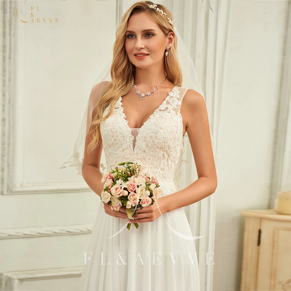 Vestido De novia informal exquisito De gasa blanca, nuevo en encaje, Vestido De novia con cuello en V, Vestido De novia romántico personalizado