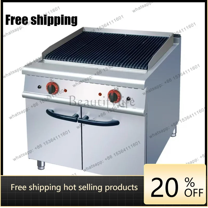 Zj. Thickened commercial gas grill steak grill vertical volcanic stone grill with cabinet