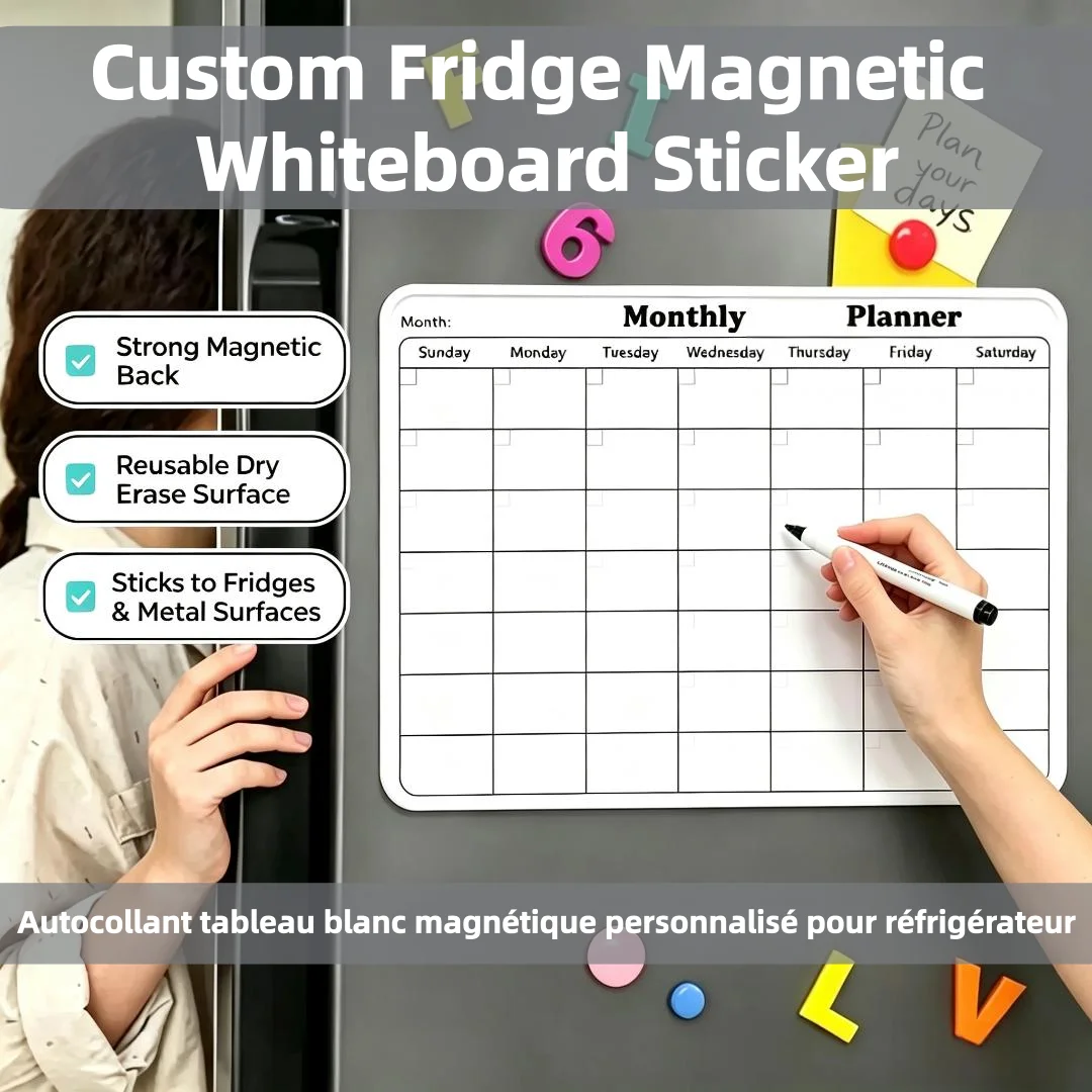 Custom Fridge Magnetic Whiteboard Sticker Writing Remind Message Board Magnets for The Refrigerator Soft Magnetic Fridge Sticker