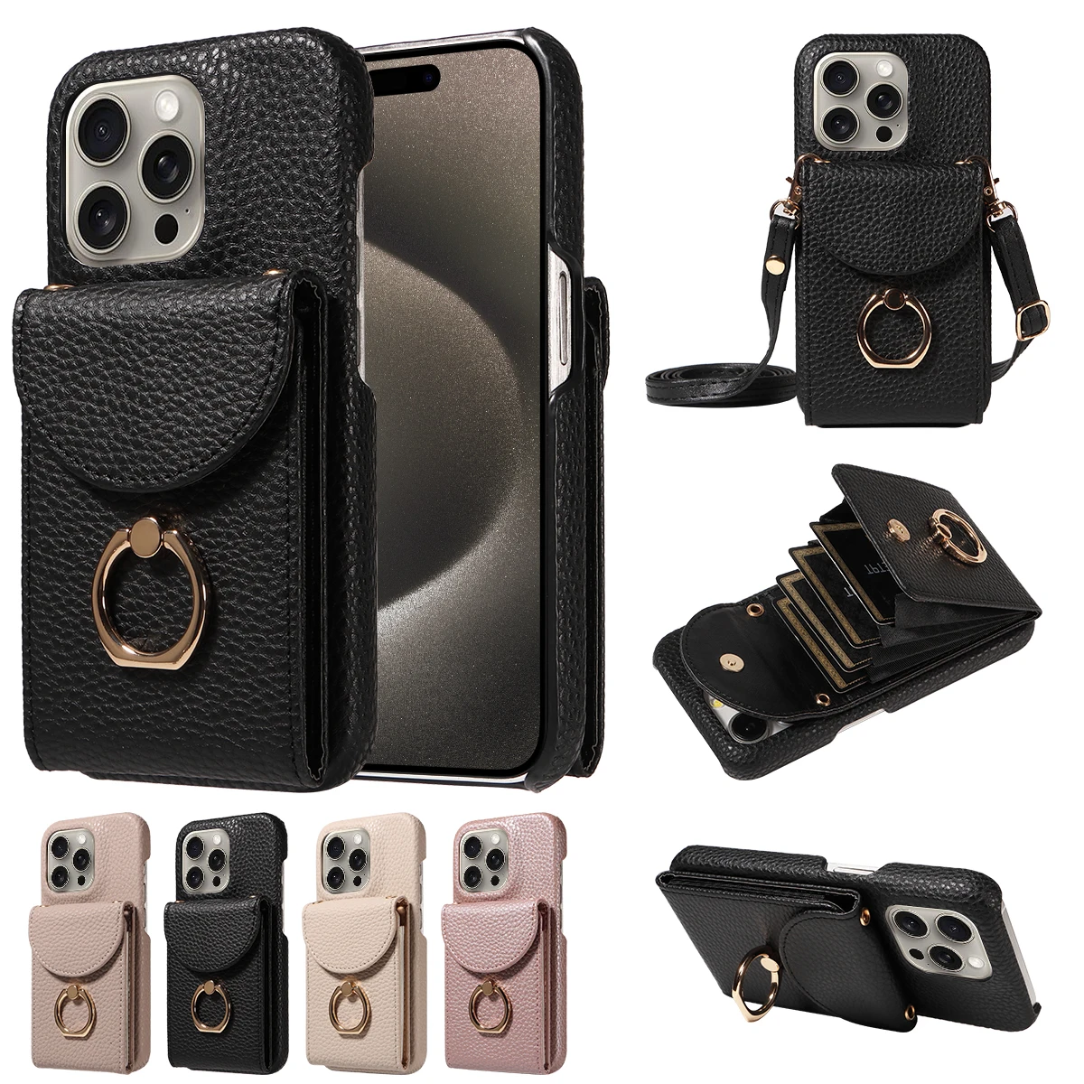 Leder-Handyhülle für Samsung GalaxyS25ultra S25PLUS S24ultra S24FE S23PLUS S23Ultra Anti-Drop mit Ringständer-Telefonabdeckung
