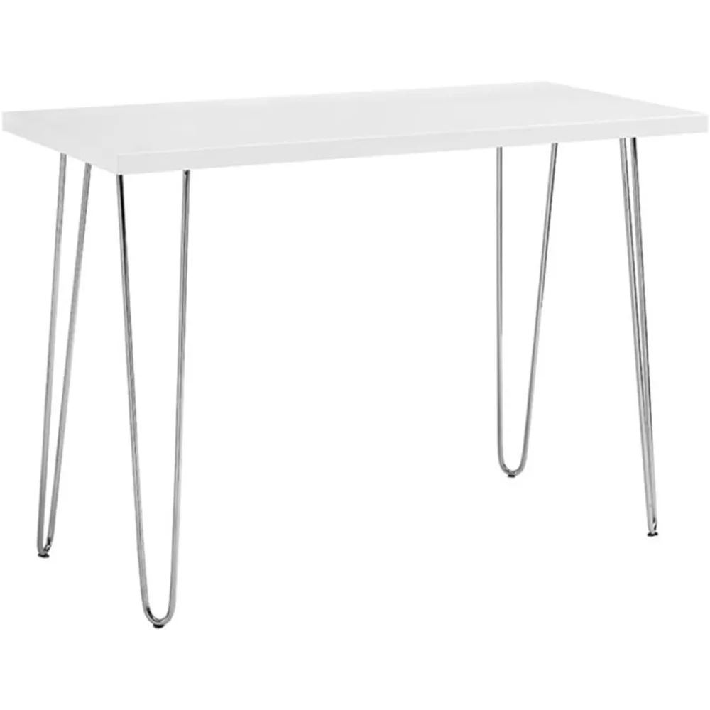 

Mid Century Modern Hairpin Wood Laptop Computer Writing Desk Home Office Workstation Small, 42 Inch, White