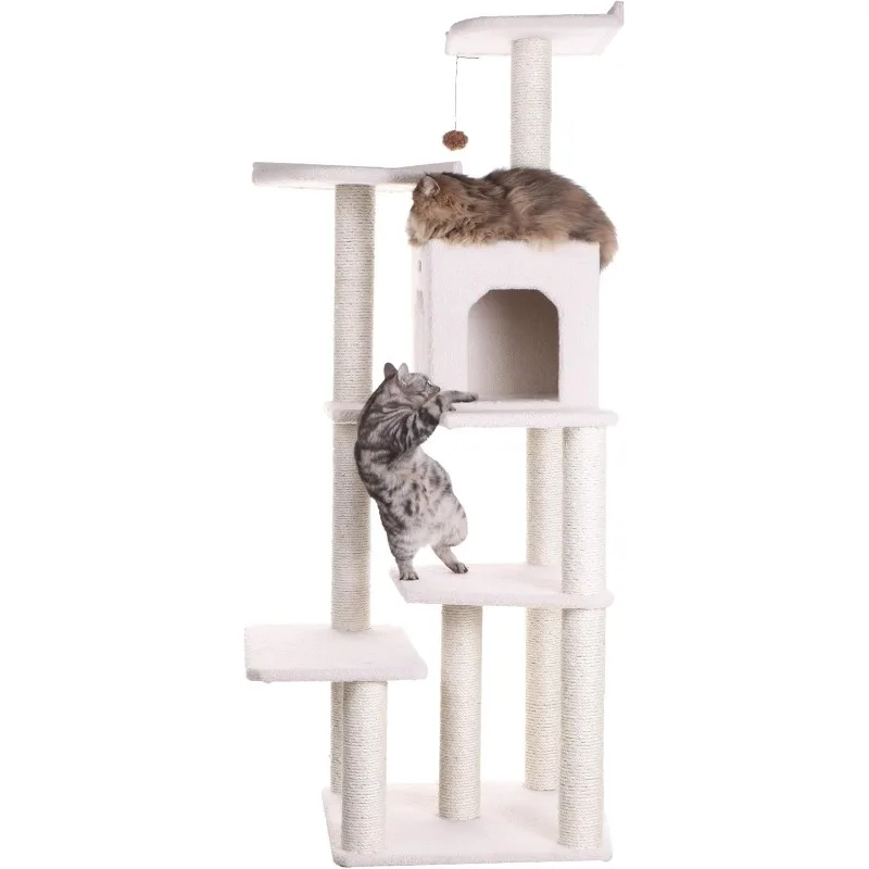 B6802 68-Inch Cat Tree, Ivory