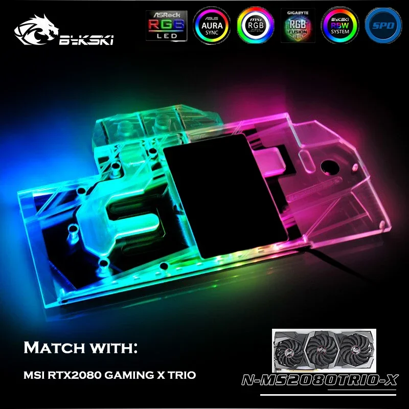 

Bykski Water Block use for MSI GeForce RTX 2080 Gaming X Trio 8 GB/Full Cover Copper Radiator Block/3PIN 5V RGB/4PIN 12V RGB