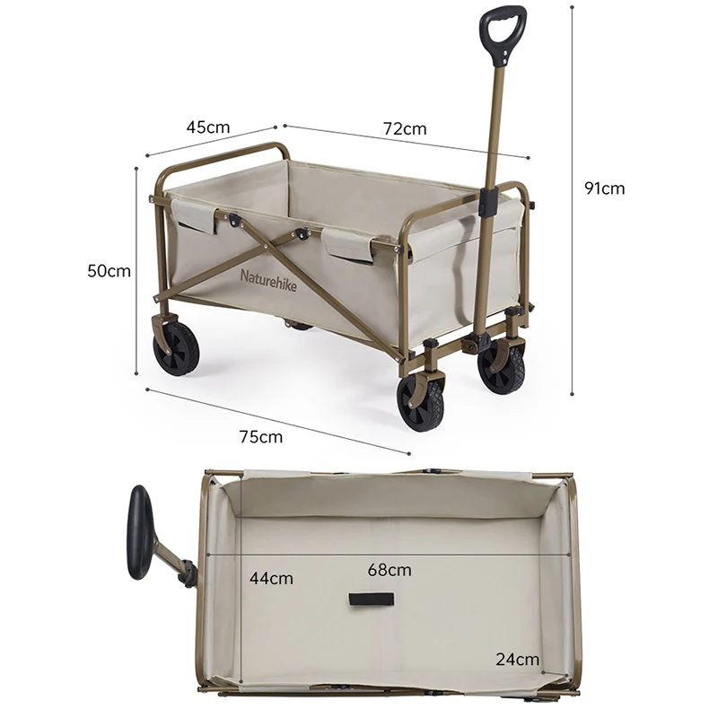 Naturehike-عربة تخييم محمولة ، عربة تسوق خفيفة للغاية ، عربة صغيرة قابلة للطي في الهواء الطلق ، عربة نزهة في الحديقة ، سعة 72 لتر #5