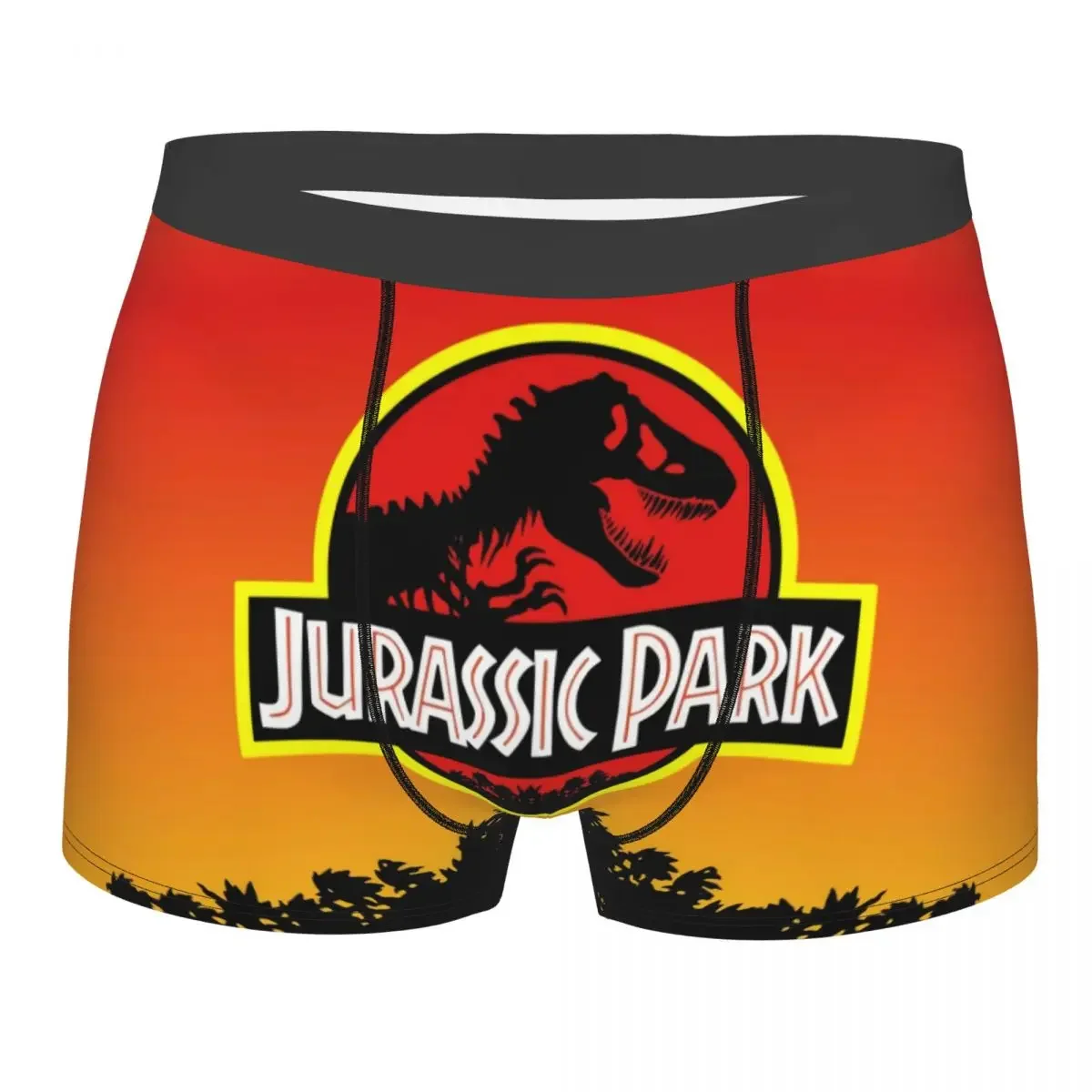 Male Fashion Jurassic Park Logo In Yellow Orange Underwear Ancient Animal Boxer Briefs Breathable Shorts Panties Underpants