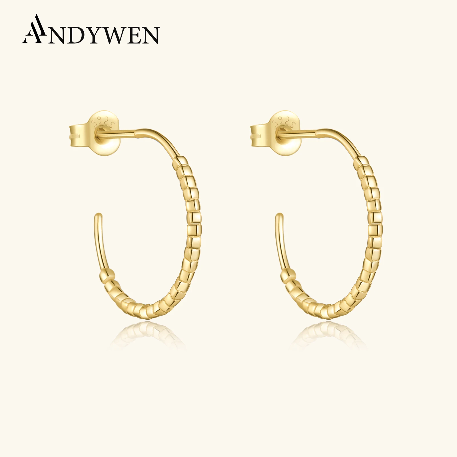 

ANDYWEN, новинка 100%, 925 пробы серебристый неправильной формы, Женская круглая петля, большой оригинальный дизайн, роскошные Изящные ювелирные зажимы