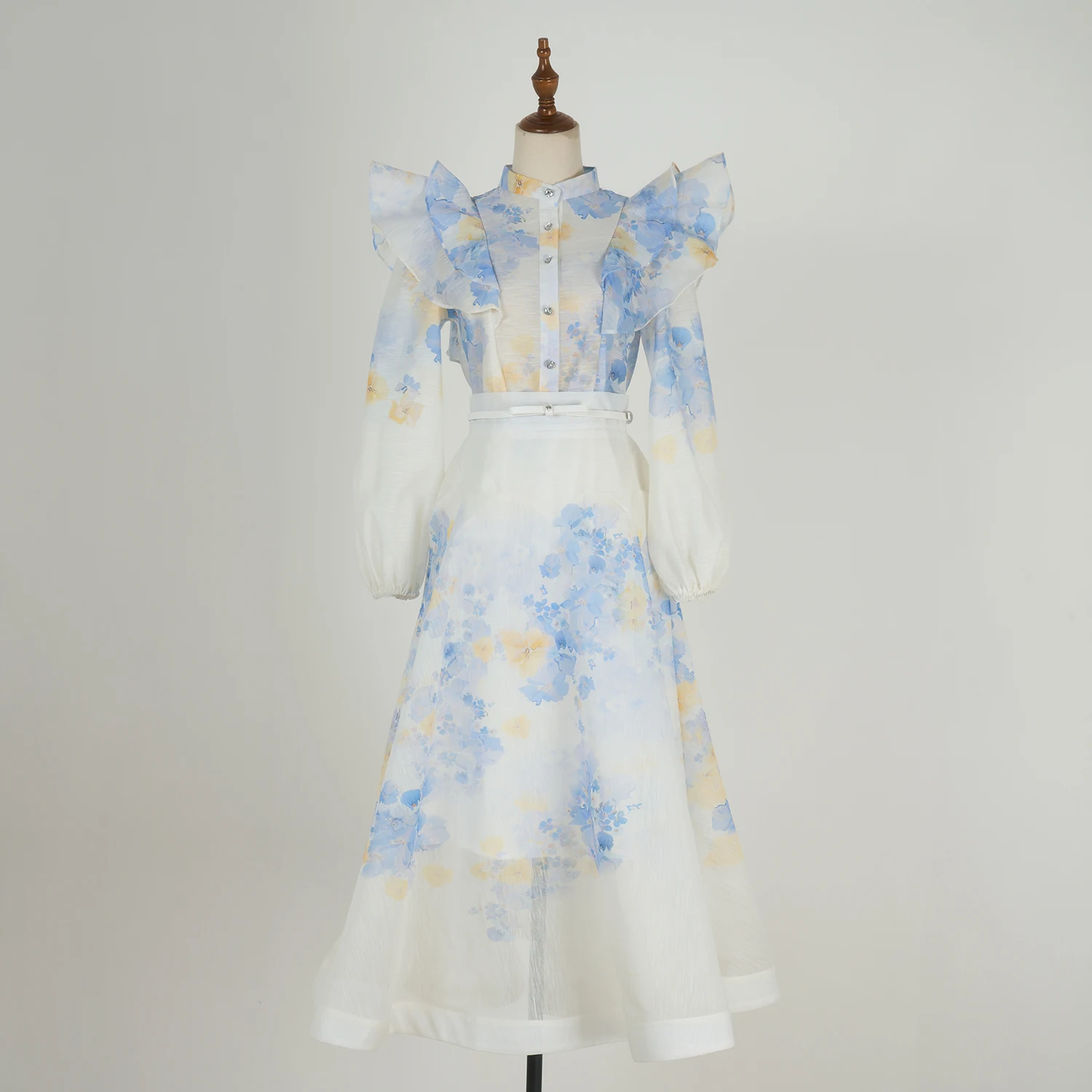 

Весна 2024, новый комплект блузок Sle Lantern Sve с большой юбкой, 5 цветов, женский костюм Crt, повседневная офисная одежда