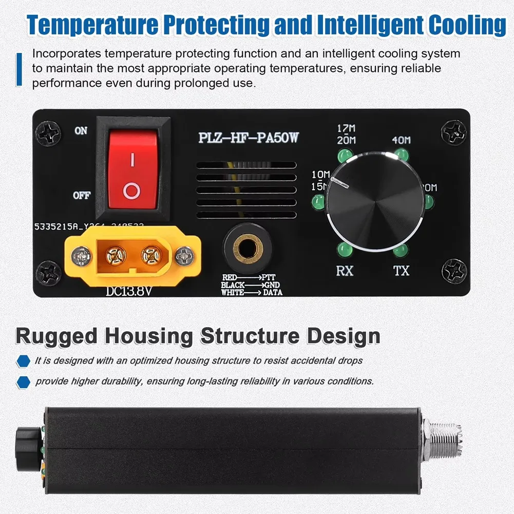 Stylish-50W Portable Shortwave Power Amplifier With 4-Gear LPF Automatic Transmit And Receive Switching For Multiple Protocols