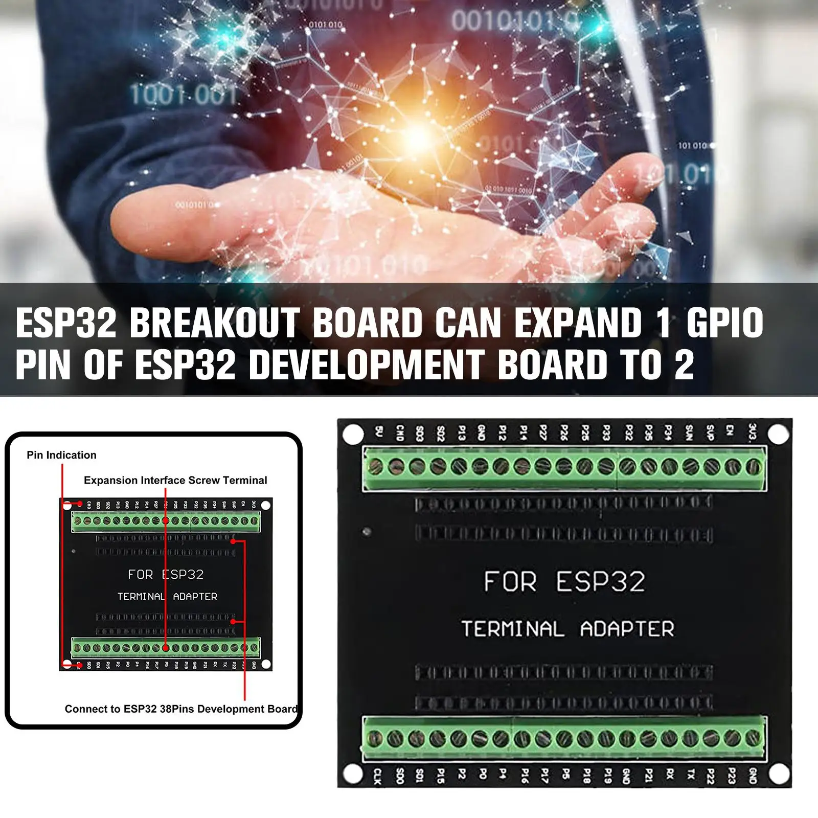 ESP32 Breakout Board Expansion Board GPIO 1-in-2 Microcontroller Development Development ESP32 38-pin With Board Compatible H4S2