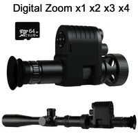 M4 4X Digital Zoom Monoculars Telescope Add on Attachment 300M Infrared Night Vision Scope for Hunting Video Recording 64GB Crad